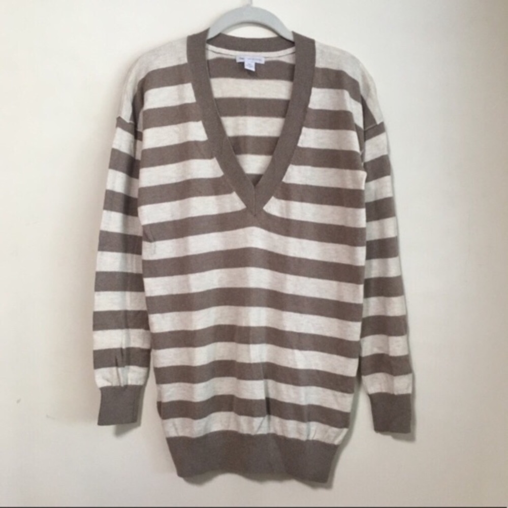 Gap Cashmere V-Neck Stripe Knit Tunic Sweater